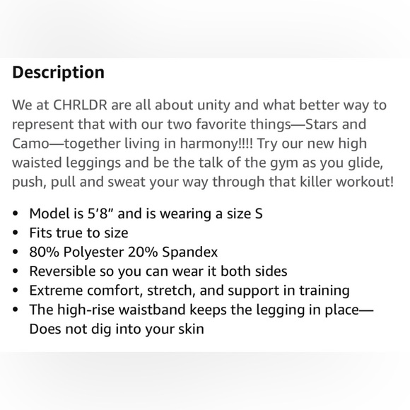 CHRLDR Star Camouflage Reversible Leggings- Size Small-New with Tags - Picture 14 of 14